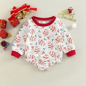 🚨SOLD🚨Christmas Tree Cake Bubble baby Romper